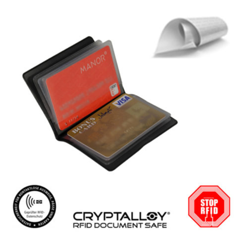 Kreditkartenetui RFID-Schutz mit Abschirmfolie, 70x100mm