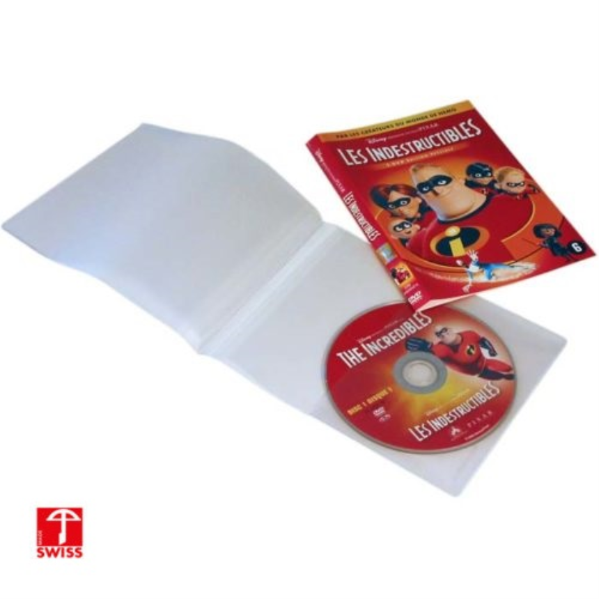 Doppelhülle für DVD offen: 378 x 143 mm mit 3 Einstecktaschen Garnitur zu 50 Stück